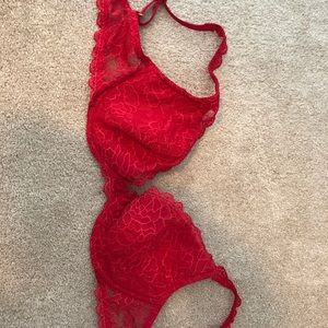 Red lace bra